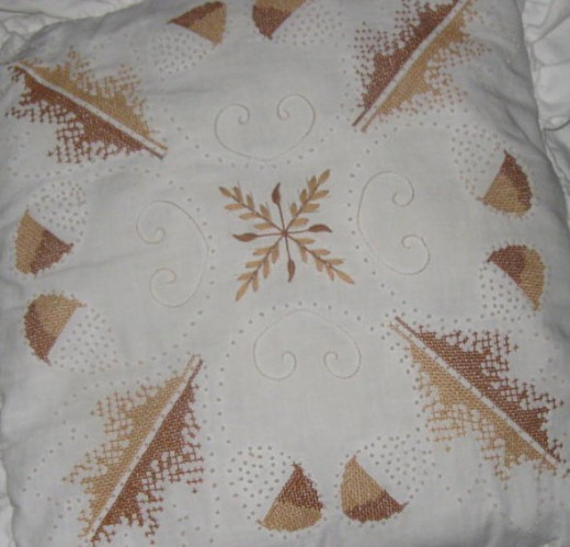 Embroidered pillow top for Zentangle inspiration.