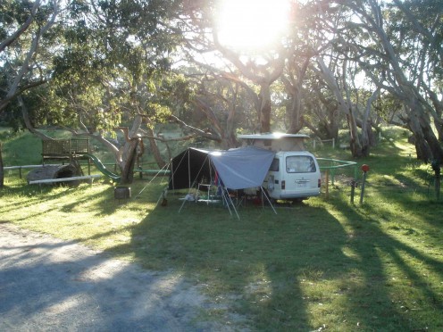 Our camp at Bimbi - watch out for Koala droppings