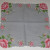 Gray vintage hankie with red and pink flowers. Gray vintage hankie with red and pink flowers.