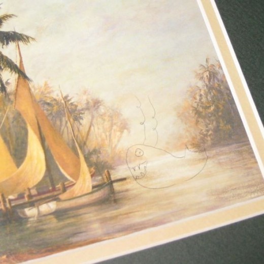 Sketch the monster onto the painting.