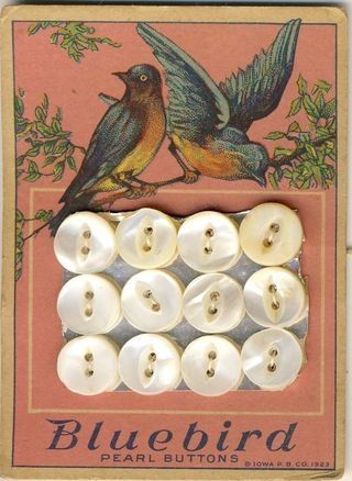Bluebird buttons and card. Courtesy of Gathering Dust.