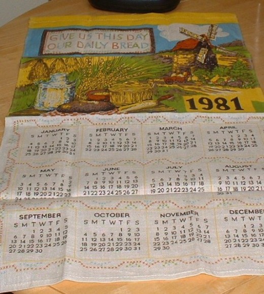 1981 vintage tea towel calendar