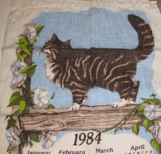 1984 vintage calendar towel