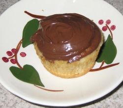 Sour cream cupcake with Nutella frosting.