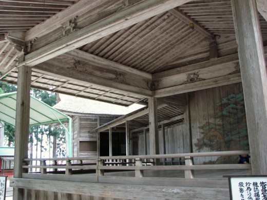 The old Noh theatre stage in the world heritage Chusonji temple complex in Hiraizumi.