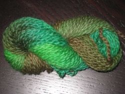 A hand dyed skein of yarn