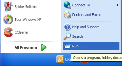 The Run icon in the Start Menu.