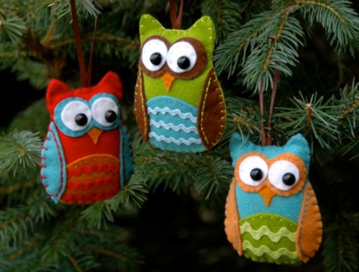 Christmas Ornament Ideas - Felt Owls