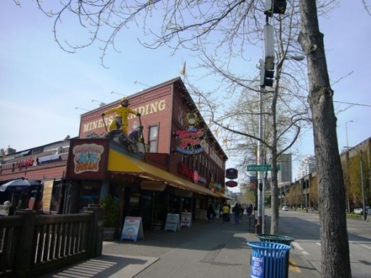 Miner's Landing and the Crab Pot Restaurant on the Seattle Waterfront