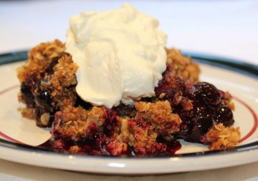 Blueberry Crisp with Whipped Cream