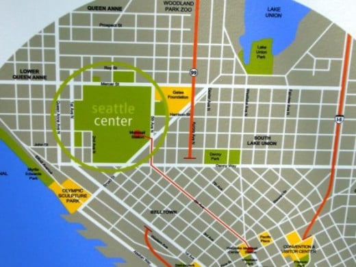 Location of the Seattle Center on a Map of Seattle