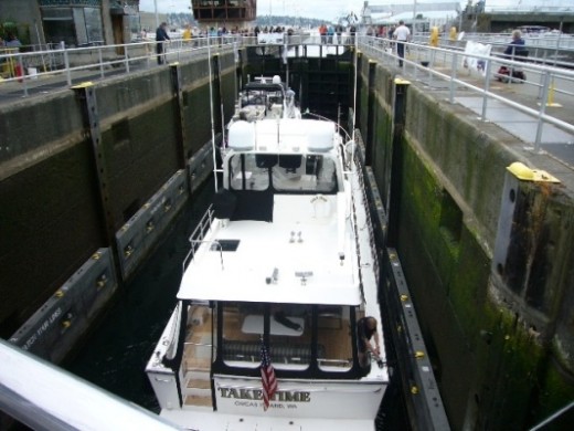 Boats enter from the Sound