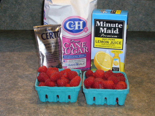 Raspberry Freezer Jam Ingredients