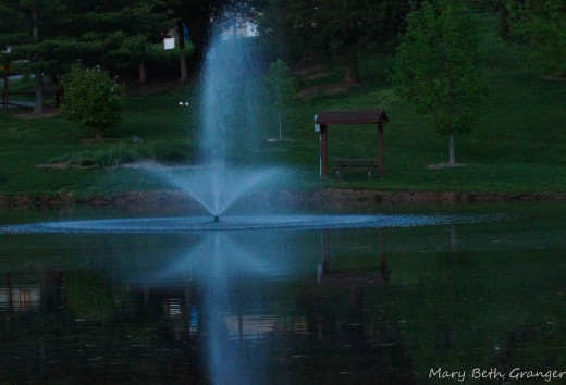In this photo I tried using my flash.  It gives the fountain a bluish cast.
