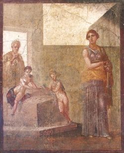 Medea, Jason and their children from a Roman fresco in Pompeii