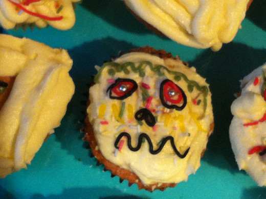 More scary faces created with icing pens More scary faces created with icing pens