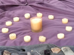 Candles for full moon ritual - copyright of the author (c) 2011