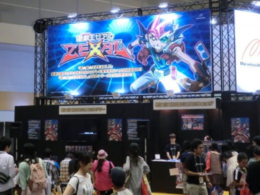 The booth for the latest Yu-Gi-Oh video game is hard to miss 