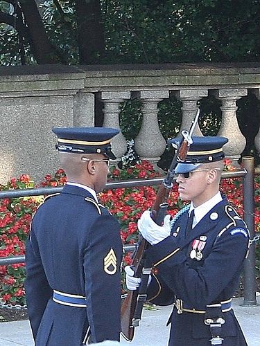 The changing of the guards at the Tomb of the Unknown Soldier