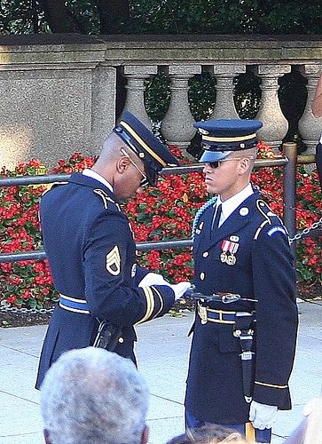 The changing of the guards at the Tomb of the Unknown Soldier