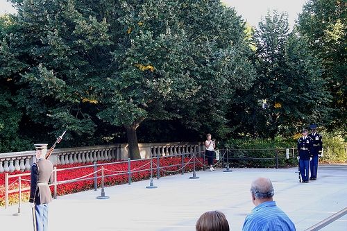 The changing of the guards at the Tomb of the Unknown Soldier