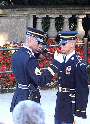 The changing of the guards at the Tomb of the Unknown Soldier