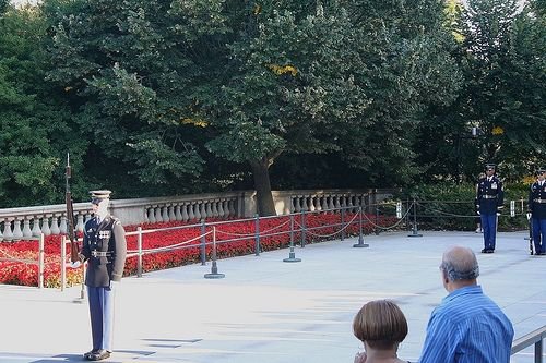 The changing of the guards at the Tomb of the Unknown Soldier
