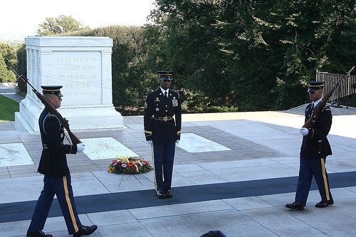 The changing of the guards at the Tomb of the Unknown Soldier
