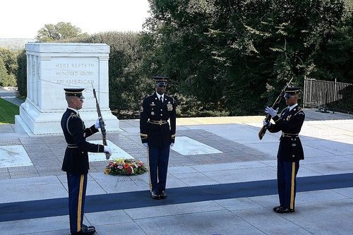 The changing of the guards at the Tomb of the Unknown Soldier