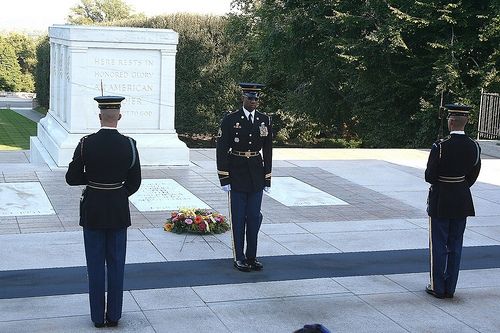 The changing of the guards at the Tomb of the Unknown Soldier
