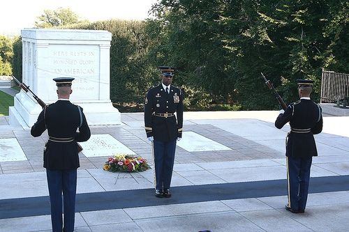 The changing of the guards at the Tomb of the Unknown Soldier
