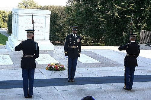 The changing of the guards at the Tomb of the Unknown Soldier
