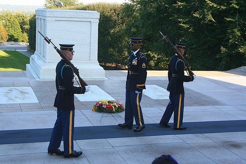 The changing of the guards at the Tomb of the Unknown Soldier