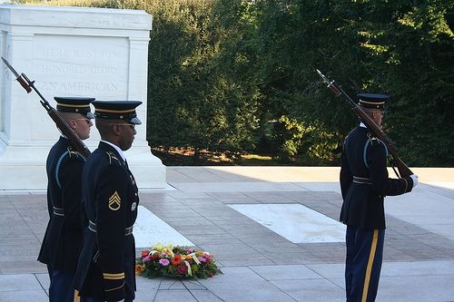 The changing of the guards at the Tomb of the Unknown Soldier