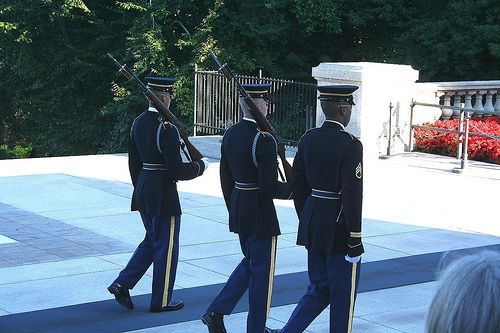 The changing of the guards at the Tomb of the Unknown Soldier