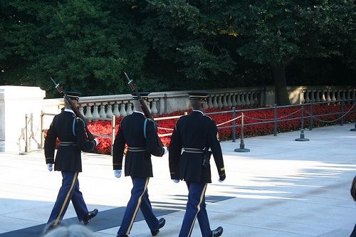 The changing of the guards at the Tomb of the Unknown Soldier