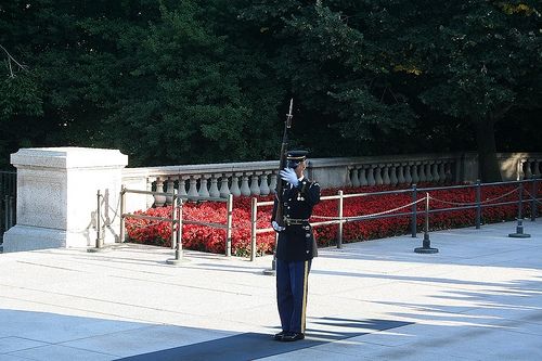 The changing of the guards at the Tomb of the Unknown Soldier