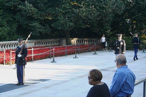 The changing of the guards at the Tomb of the Unknown Soldier