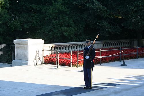 The changing of the guards at the Tomb of the Unknown Soldier