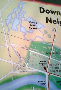 Map showing Wellfield Botanic Gardens in Elkhart