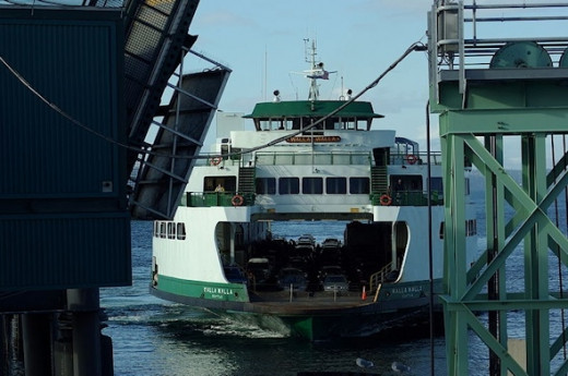 Washington state ferry, Walla Walla, approaching to dock at the Edmonds port of call.