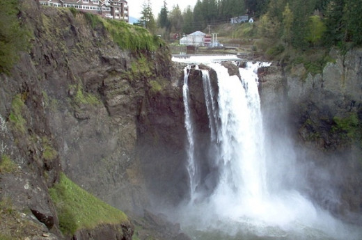 Snoqualmie Falls gets more than 1.5 million visitors per year. The falls are are a 268 ft. high "curtain" style waterfall. Gorgeous!