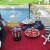 The right side of the table close up. The right side of the table close up.