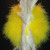 Go back and add another row of feathers to fluff it up. Side view with all the feathers stuck into the foam yellow ball.