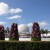 Colorful Cone-shape Planters Surrounding Spaceship Earth