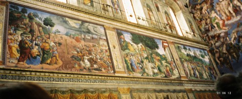 Paintings along one wall.
