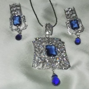 Created Blue Sapphire Jewelry Set