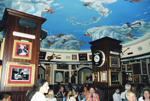 Inside the Hard Rock Cafe - I just love the Michelangelo-inspired ceiling!