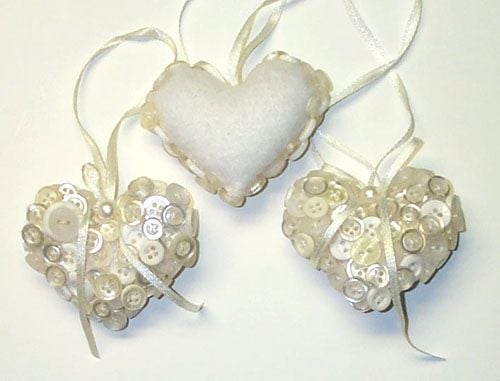 Handmade Button Heart Christmas Tree Ornaments