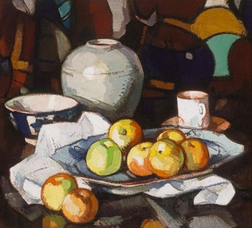 Still life - apples and a jar by Samuel Peploe